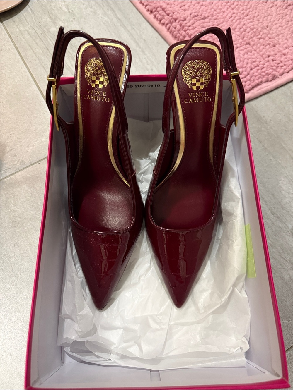 Vince Camuto Burgundy Patent Slingback Pointed Pumps